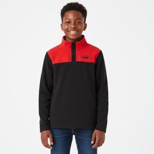 Puma Black Red Lightweight Fleece Pullover Activewear Layer Athletic Boy XL 14